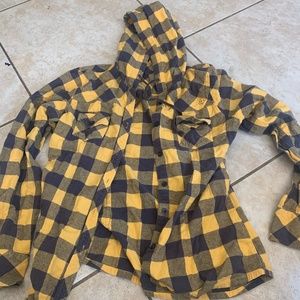 fox plaid hooded flannel